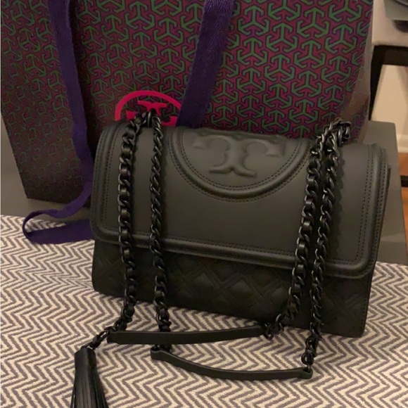 Tory Burch Handbags - Tory Burch Black Designer Chain Shoulder Bag